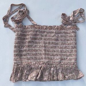 Floral Smocked Crop Top - Pink